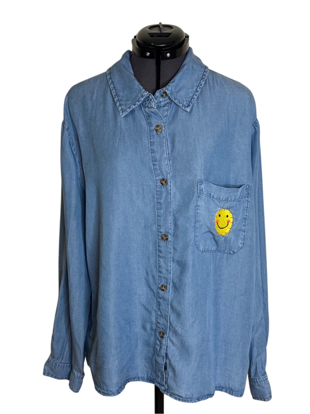 XOKR Kerri Rosenthal Sunshine is A Frame Of Mind Chambray Button Down Shirt